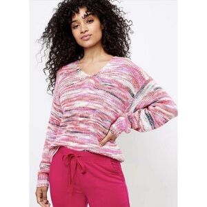 LOFT Lou & Grey Pink Space Dye Crochet Knit Wool Blend Pullover Women’s Size XS